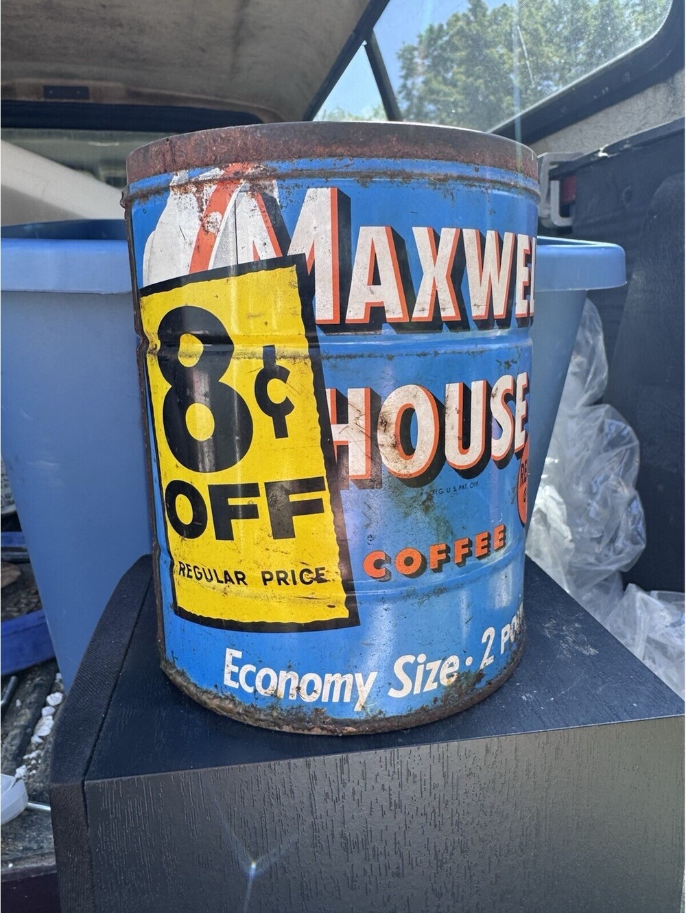 Vintage Maxwell House Coffee Tin Can 2 Lb Economy Size Full Of Antique Tacks